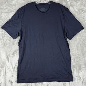 Tommy Hilfiger Navy Blue Cotton T Shirt Mens LG Crew Neck Short Sleeve Logo